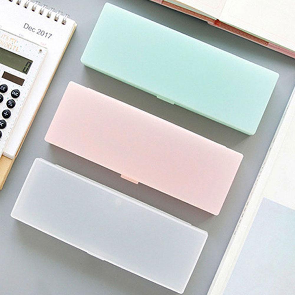 1 hộp đựng bút bằng nhựa màu trơn đơn giản F5Z1 G6K4