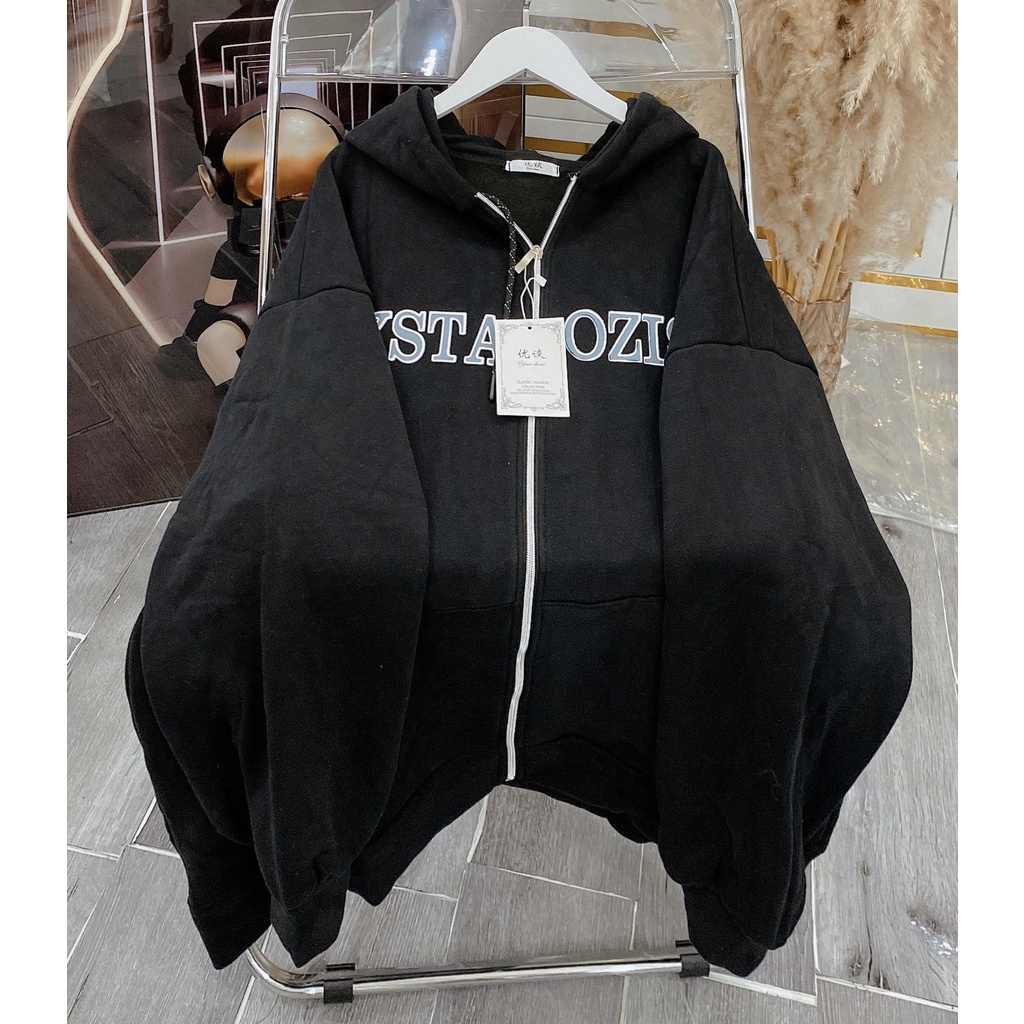 Khoác Nỉ Nam Nữ Mũ Rộng Form To Chữ YST Mũ 2 Lớp Unisex Tay Bồng Basic
