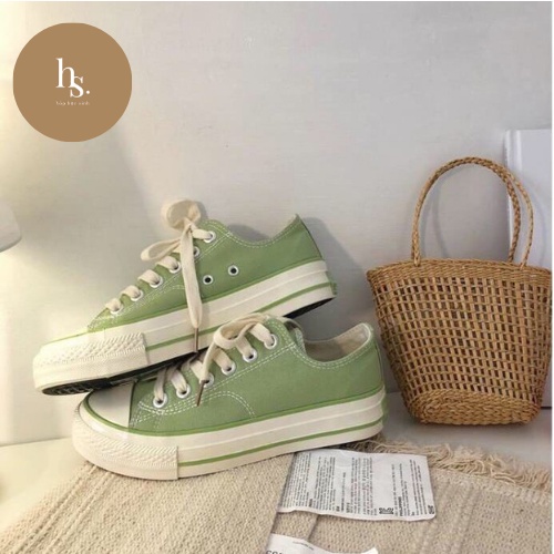 Giày thể thao CV màu xanh matcha chất vải canvas BASIC 2021