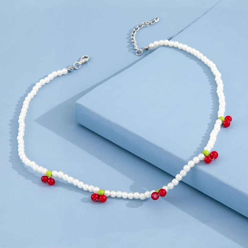 Brroa Vòng cổ Chuỗi Ngọc Trai Mặt Quả Cherry Quyến Rũ Sáng Tạo Làm Quà Tặng Cho Nữ Phụ Kiện Khác Nhau