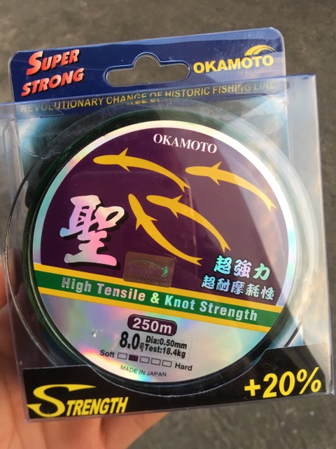 Dây cước câu cá Okamoto (cước thánh/ 4 con cá) 250m - chính hãng