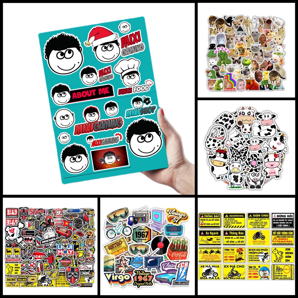 Sticker dán, custom mũ bảo hiểm nửa đầu, 3 phần 4, laptop, ván trượt chống nước Top Phượt
