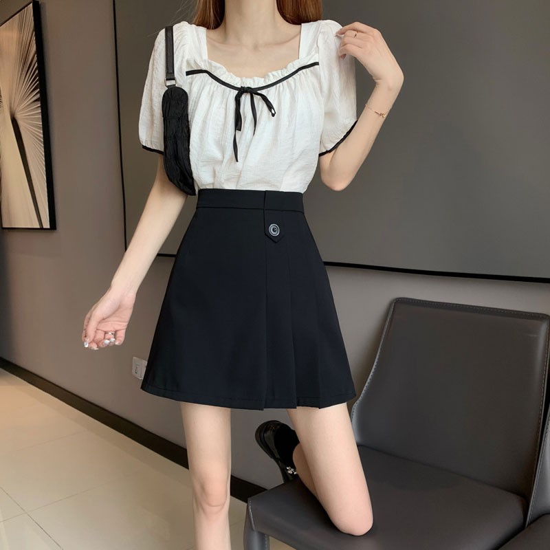 [VIDEO ẢNH THẬT] ÁO BABYDOLL TRẮNG THẮT NƠ ĐEN HÀN QUỐC