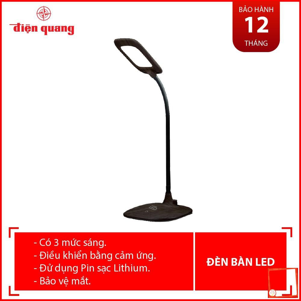 [Hàng chính hãng] Đèn bàn sạc LED bảo vệ thị lực Điện Quang ĐQ LDL12B 6W (Pin LITHIUM, 6W, vỏ giả gỗ)