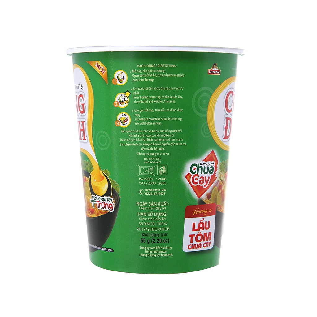 Mì Khoai Tây Cung Đình Hương Vị Lẩu Tôm Chua Cay Thùng 24 Ly x 65g