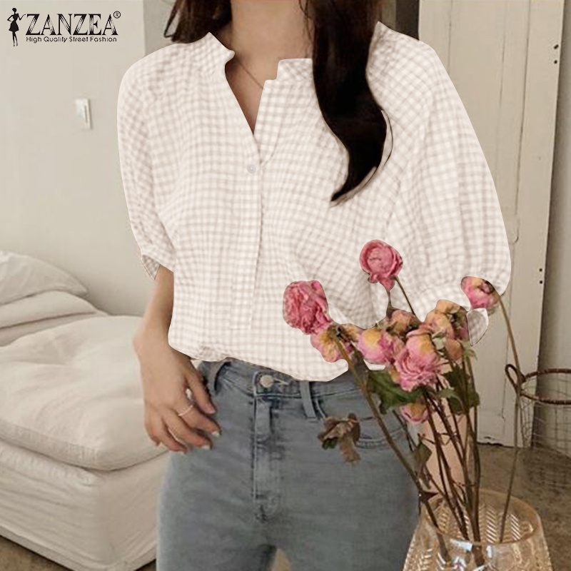 Áo nữ Zanzea tay lửng cổ chữ v thời trang thanh lịch