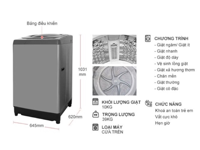 Máy giặt Toshiba 10.0 kg AW-H1100GV (SM) (Miễn phí giao tại HCM-ngoài tỉnh liên hệ shop)