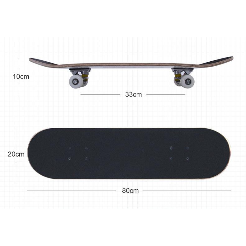 Ván trượt skateboard thể thao có đèn led chất liệu gỗ phong ép cao cấp 8 lớp mặt nhám