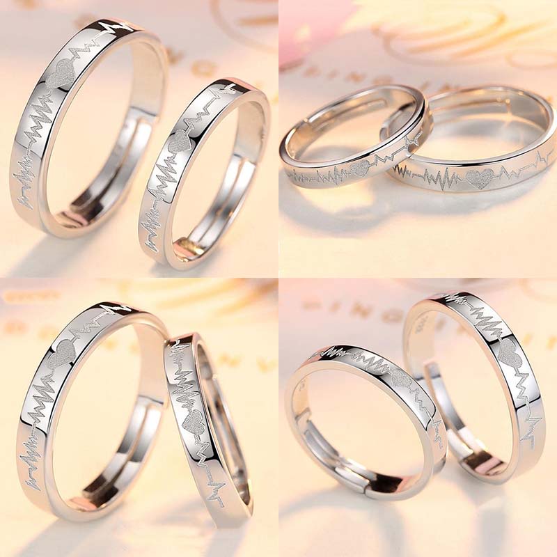 Vòng Tay Hở Hình Nhịp Tim Có Thể Điều Chỉnh Kích Cỡ
