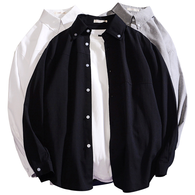 Áo Sơ Mi Form Rộng Tay Dài Màu Trơn Size S-4Xl Cho Cặp Đôi