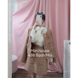 Set dạ tweed nhũ 4 túi Miin