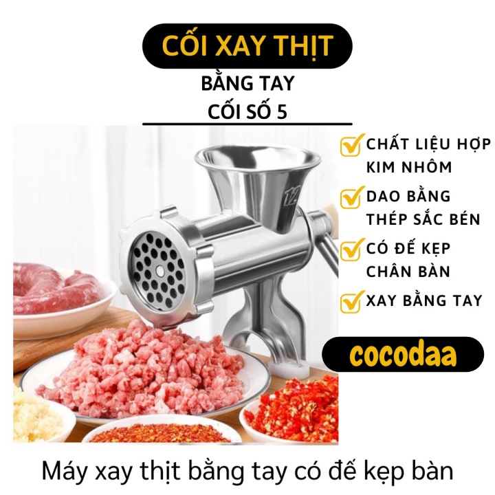 Cối Xay Thịt, Cá, Cua số 5 - Máy Xay Thịt Đa Năng Bằng Tay Đế Kẹp Bàn 5731 [FREESHIP]