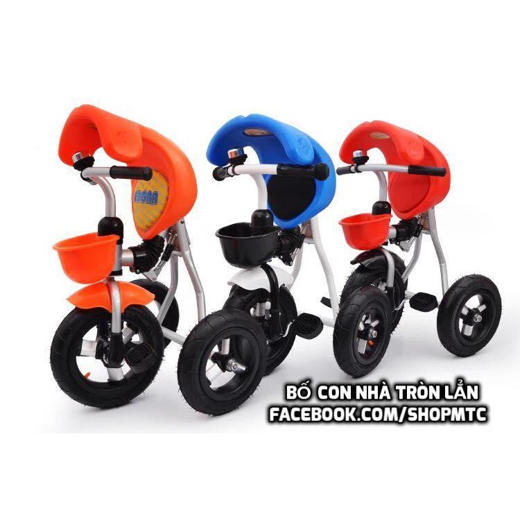 Xe đạp 3 bánh sang chảnh chính hãng gấp gọn được có mái che và tay đẩy cho các bé nhỏ