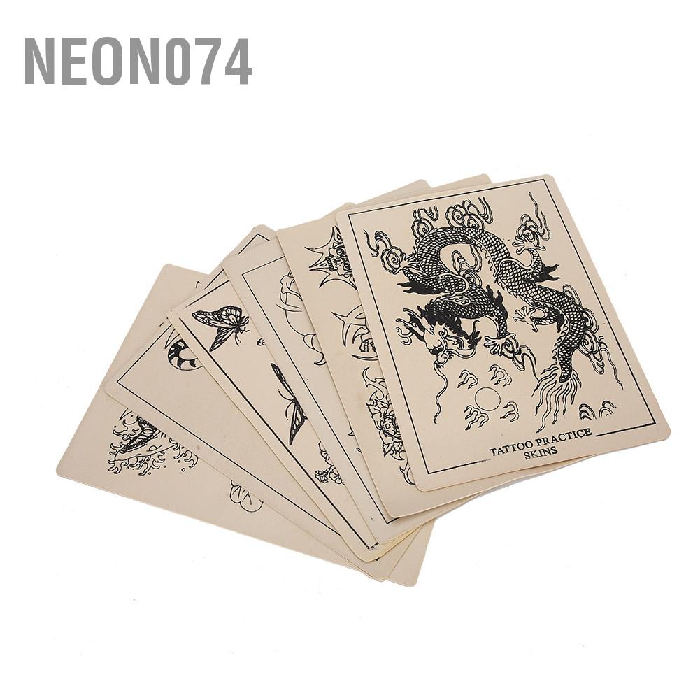 Neon074 6 cái Hình Xăm Thực Hành Da Cao Su Đào Tạo Công Cụ Nghệ Thuật Cơ Thể Với Các Mẫu