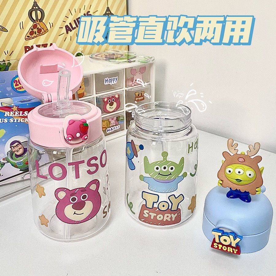Bình Nước Có Ống Hút Họa Tiết Hoạt Hình Dễ Thương Cho Trẻ Em