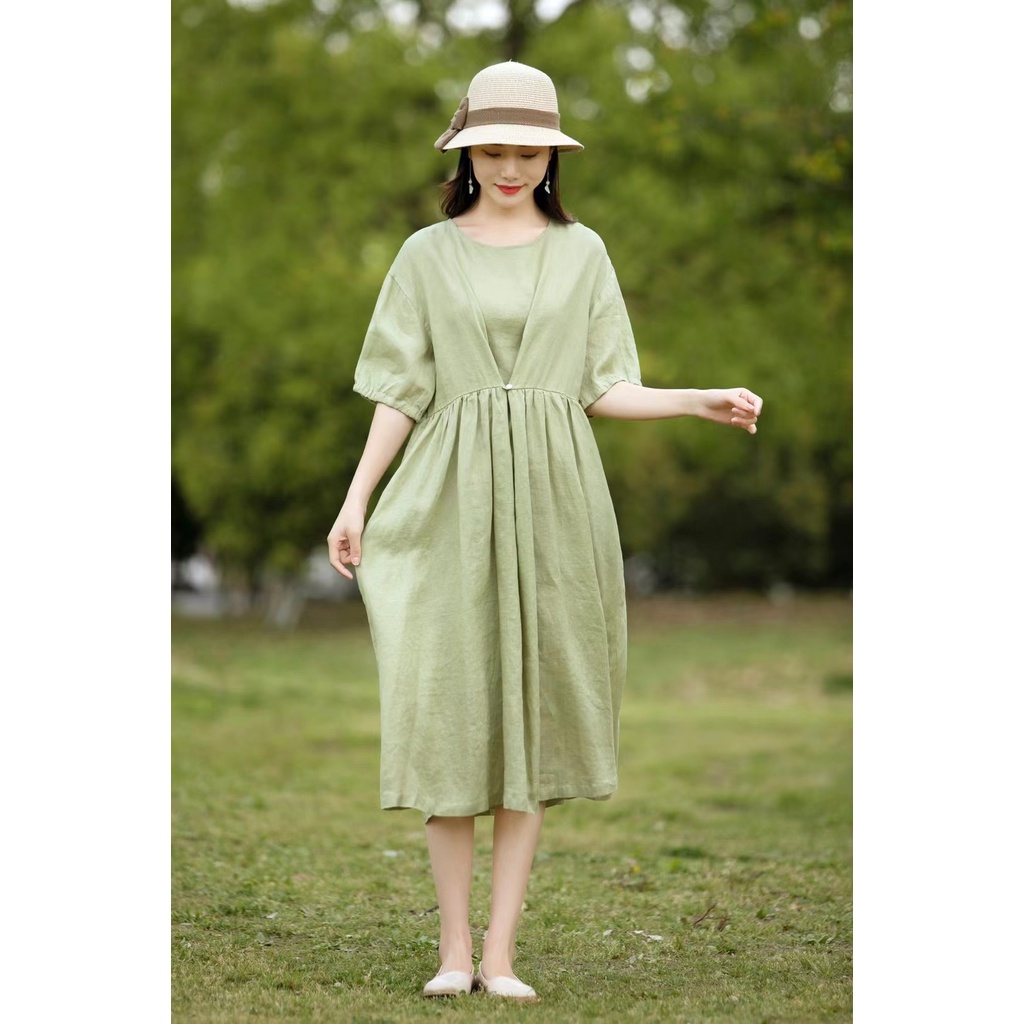 Đầm trơn basic dáng suông bigsize, Váy đũi suông dài ngắn tay form rộng kiểu dáng thanh lịch