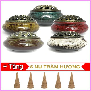 Lư Đốt Xông Trầm Hương - Nhiều màu + Tặng 5 Nụ Trầm Hương
