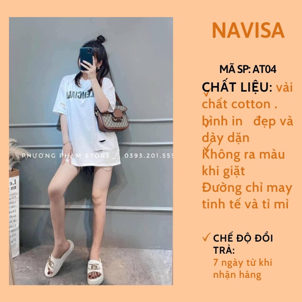 Áo thun nữ áo phông nữ unisex form rộng tay ngắn in hình cổ tròn NAVISA AT04 | BigBuy360 - bigbuy360.vn