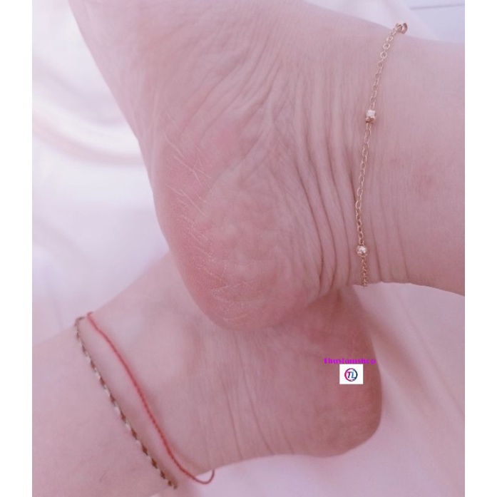 Bộ 3 lắc chân phong thủy may mắn hạnh phúc chỉ đỏ, ngũ sắc xích bi vàng Thuylamshop