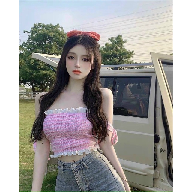 ÁO HAI DÂY CARO CỘT NƠ