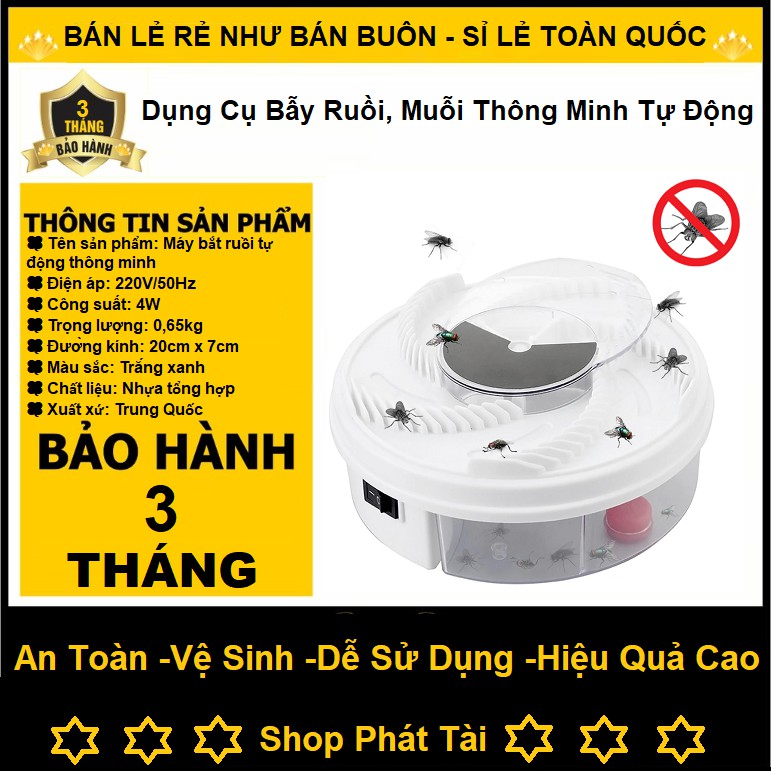 Máy Bẫy Ruồi Tự Động, Dụng Cụ Bắt, Dính Côn Trùng, Ruồi, Muỗi Thông Minh An Toàn Tự Động - Automatic Fly Trap