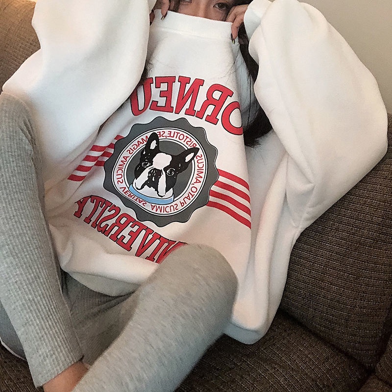 COZOK Áo len tay dài dáng rộng thời trang Hàn Quốc