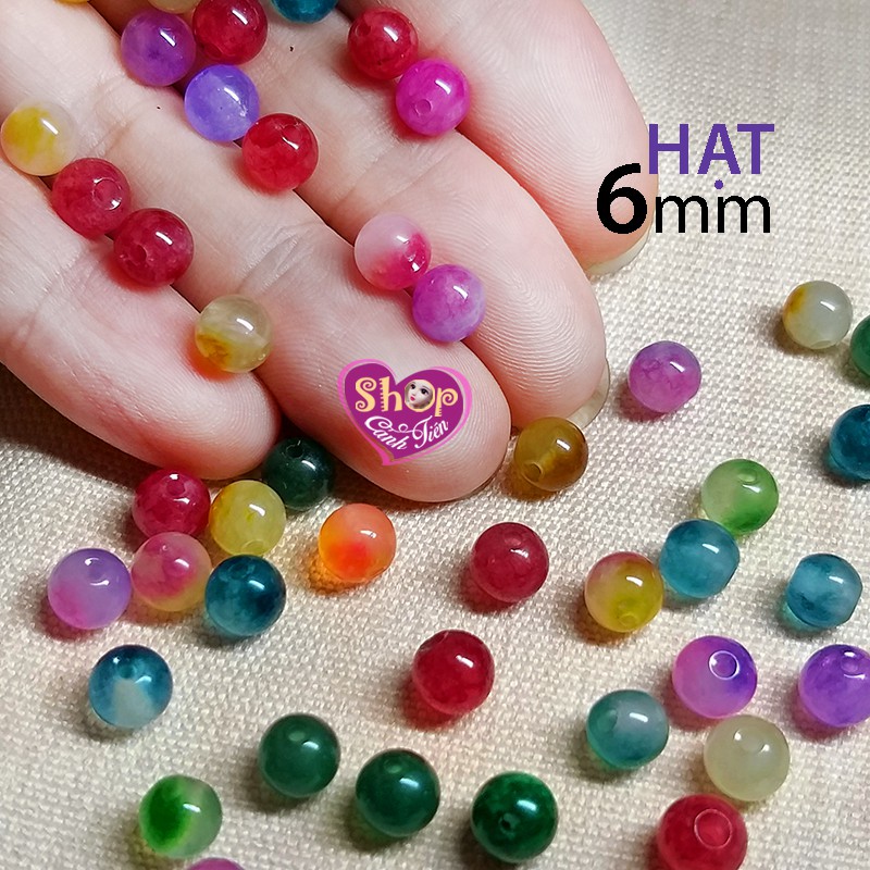 Gói hạt Đá Tròn Nhiều màu 6-10mm làm Vòng thủ công