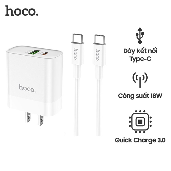 Củ Sạc Nhanh 20W Hoco C80. 2 Cổng Đầu Vào USB Và Type C. Chuẩn Sạc Nhanh PD 20W/3.0A. Bảo Hành 12 Tháng