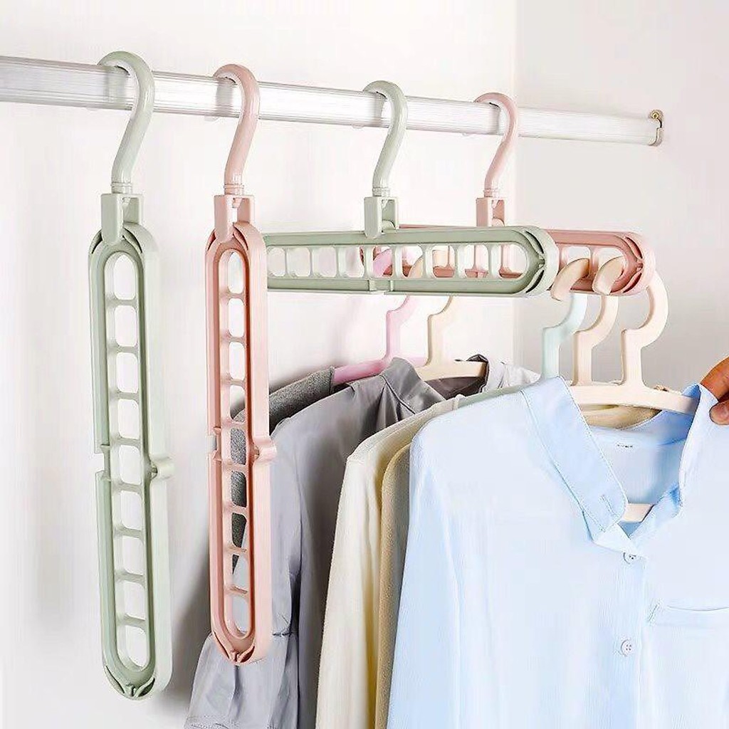 [THÔNG MINH] Móc treo quần áo thông minh 9 lỗ - Móc treo tiết kiệm tiện tích tủ nhà bạn (đủ màu).