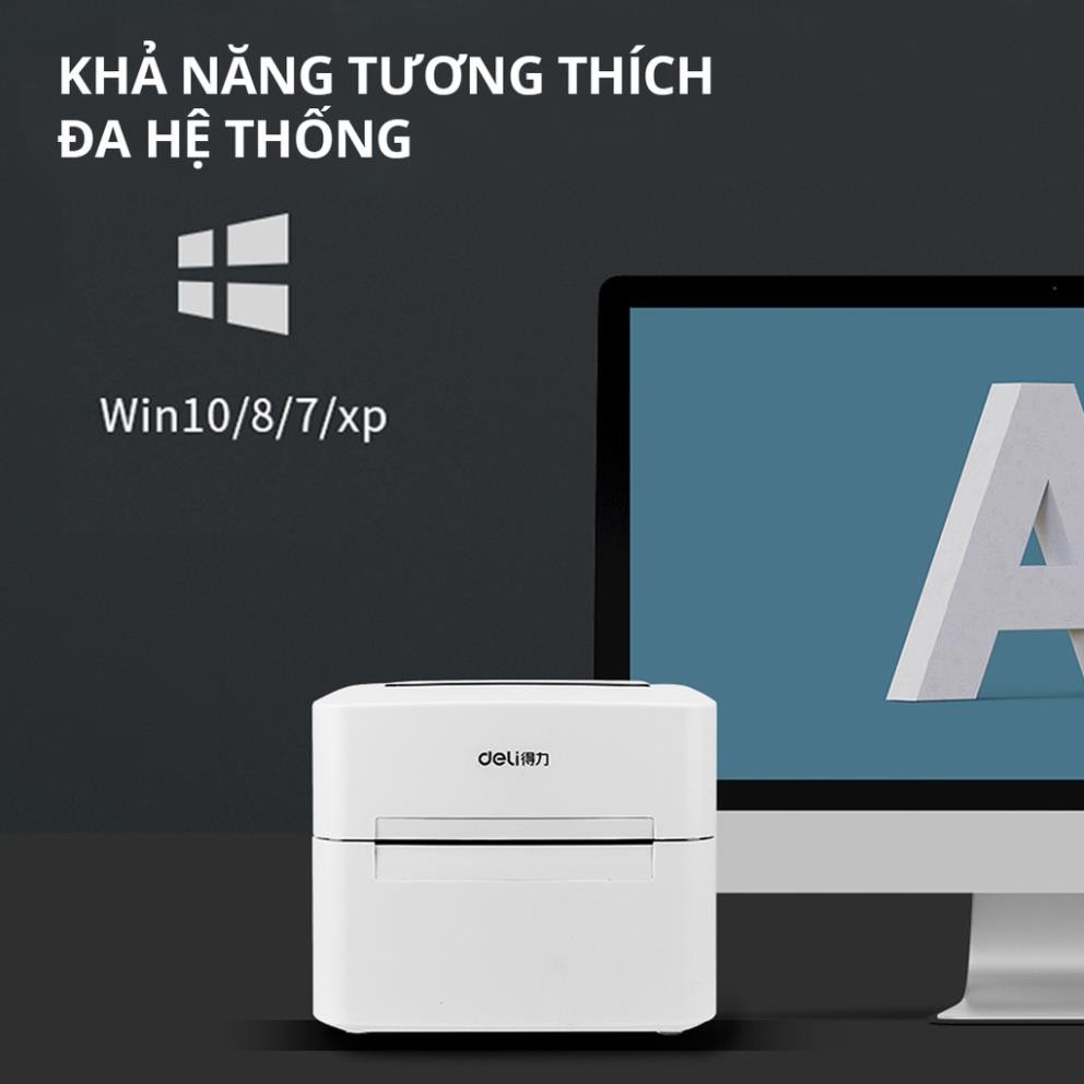 Máy In Nhiệt Deli Cao Cấp Chính Hãng - Tiện Dụng Cho In Đơn Hàng, Tem Mã Vạch, Hóa Đơn, Logo, Bill TMĐT Tự Dán DL-740CS