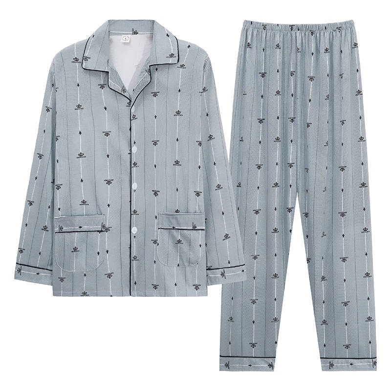 Set đồ ngủ mặc ở nhà vải cotton dài tay họa tiết hoạt hình thời trang xuân thu cho nam