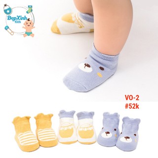 Set 3 đôi tất gấu xanh vàng cho bé