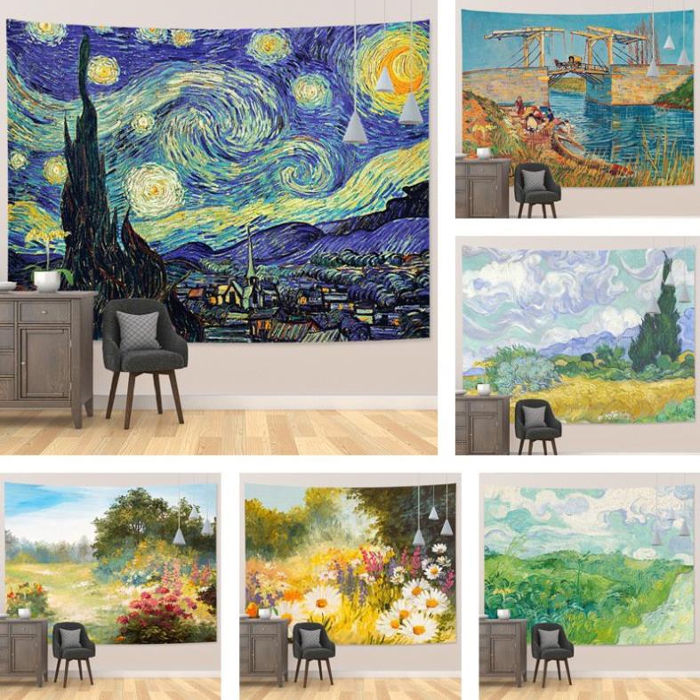 Tranh Vải Trang Trí Treo Tường Hiện Đại Nghệ thuật Vincent Van Gogh Có tặng kèm đồ treo tranh cao cap