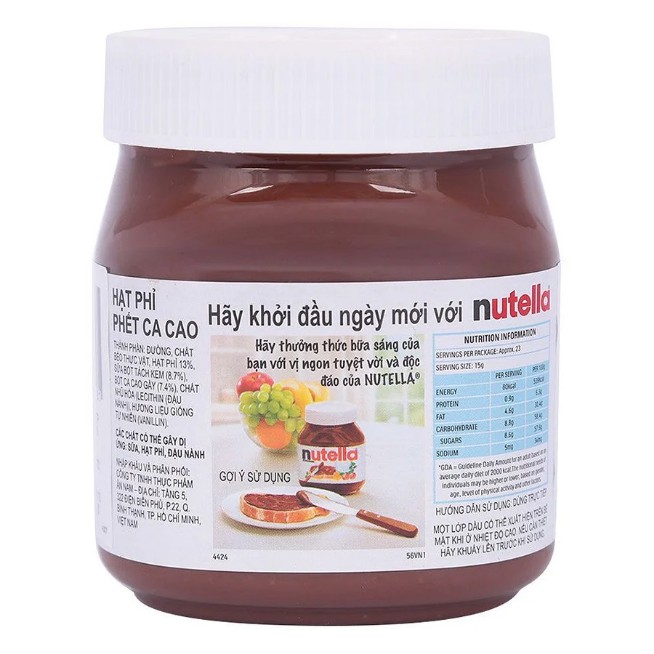 Bơ Hạt Phỉ Phết Cacao NUTELLA Hazelnut Spread with Cocoa