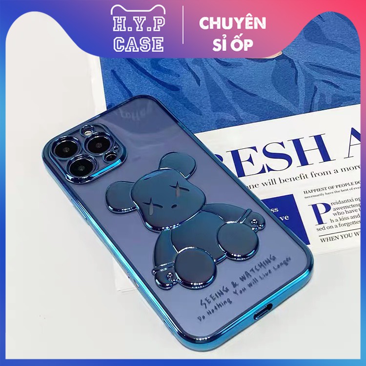 Ốp Lưng Iphone BEARBRICK Bóng Nổi 3D Viền Si Chống Bẩn Cạnh Vuông (02) | BigBuy360 - bigbuy360.vn