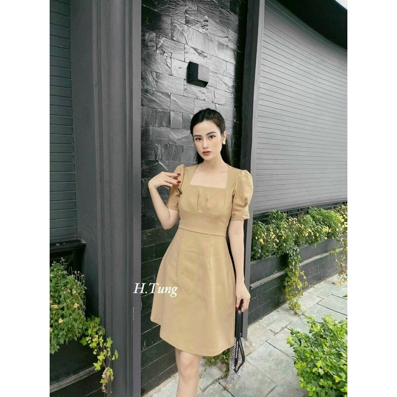 [Mã SKAMA06 giảm 8% tối đa 50K đơn 250K] váy thô kaki cổ vuông 4 màu | BigBuy360 - bigbuy360.vn