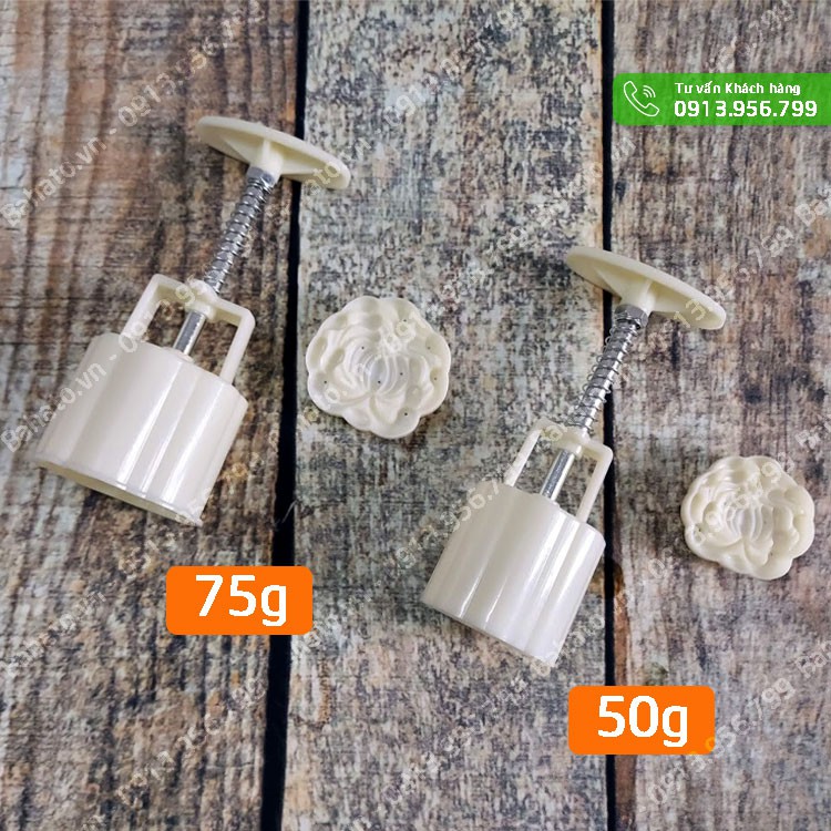 Khuôn bánh trung thu lò xo 1 mặt hoa cúc 50g | 75g