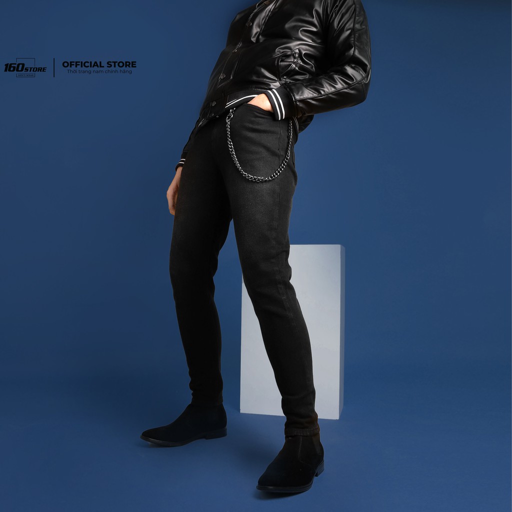 [Voucher Giảm 20k] Quần Jean Nam, Quần Bò Nam BOUTON Màu Đen Trơn, Form Skinny Phối Dây Xích, Co Giãn QJEC0004 160STORE. | BigBuy360 - bigbuy360.vn