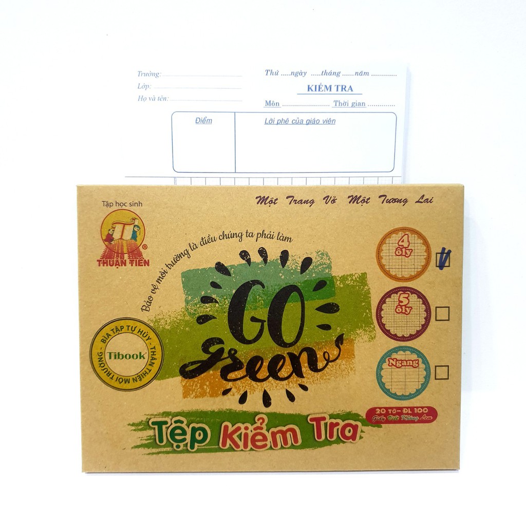 ⏩ Tệp giấy kiểm tra Go Green Thuận Tiến | 20 tờ định lượng 100gsm  - NPP03