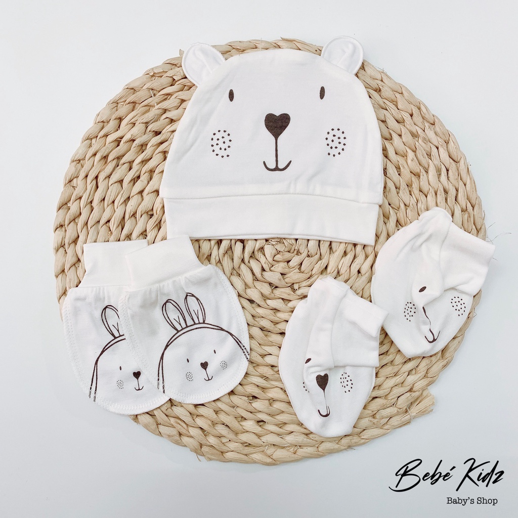 SET MŨ BAO CHÂN TAY SỢI TRE MOON@ MỀM MỊN CHO BÉ SƠ SINH