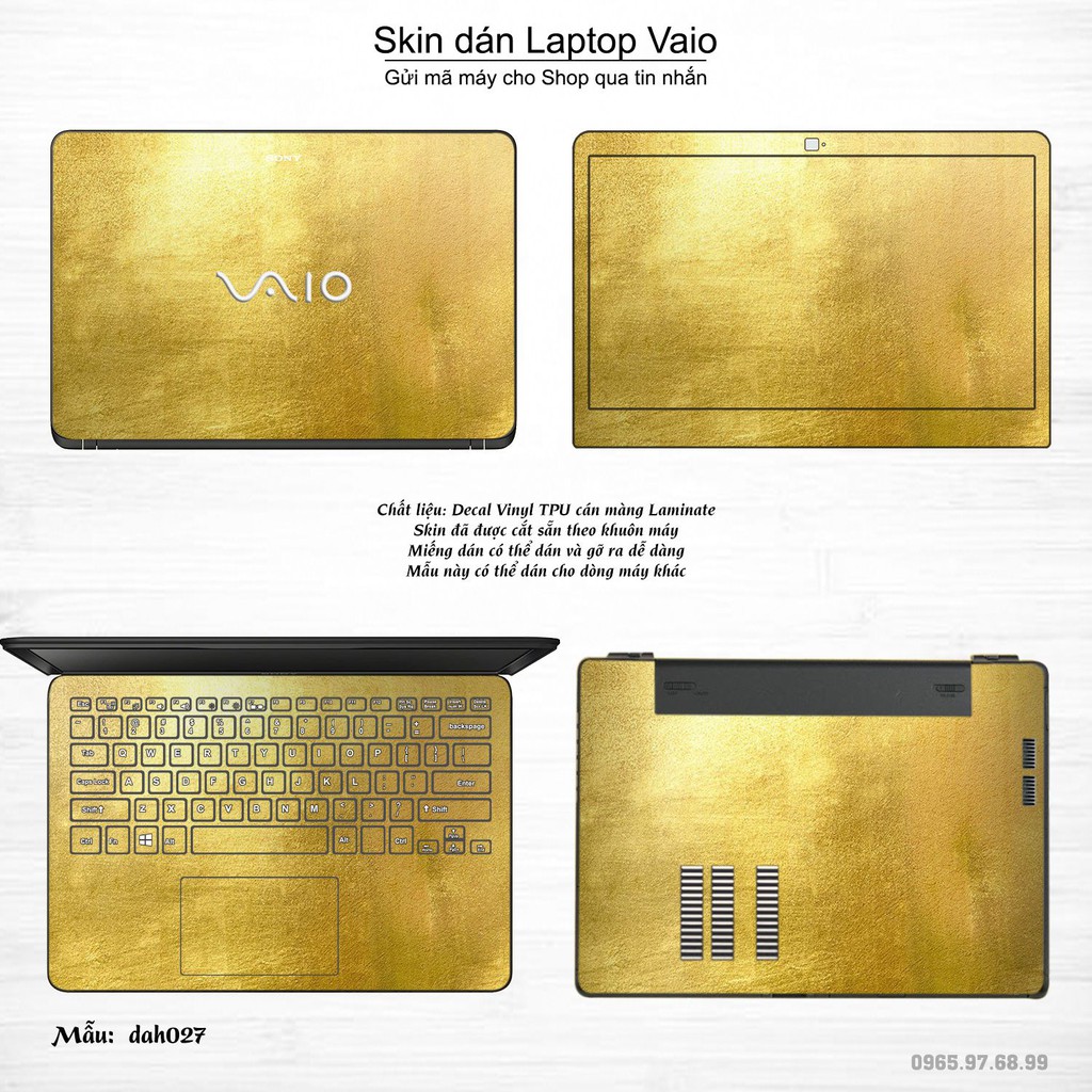 Skin dán Laptop Sony Vaio in hình vân vàng (inbox mã máy cho Shop)