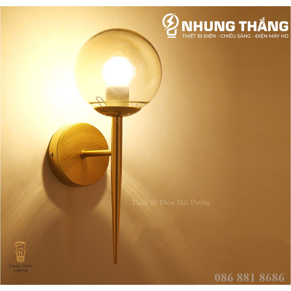 Đèn Treo Tường Mặt Trăng 6017 Thân Vàng - Kiểu Dáng Sang Trọng - Tặng kèm Bóng Led -Energy Green Lighting-Bảo Hành 1 Năm