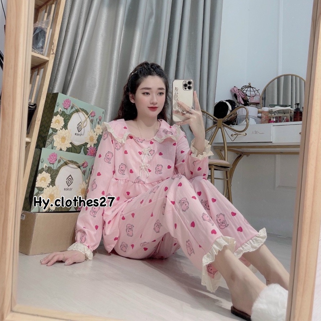 BỘ ĐỒ NGỦ DÀI TAY TIỂU THƯ xốp Hàn mềm đẹp / pijama mặc nhà