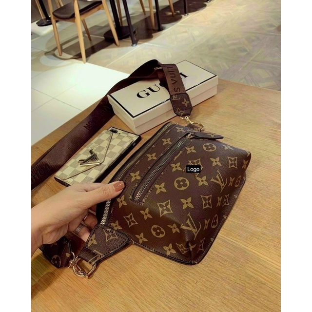 Túi LV bao tử đeo ngực, đeo bụng dây đeo bản to (hàng chuẩn hình)