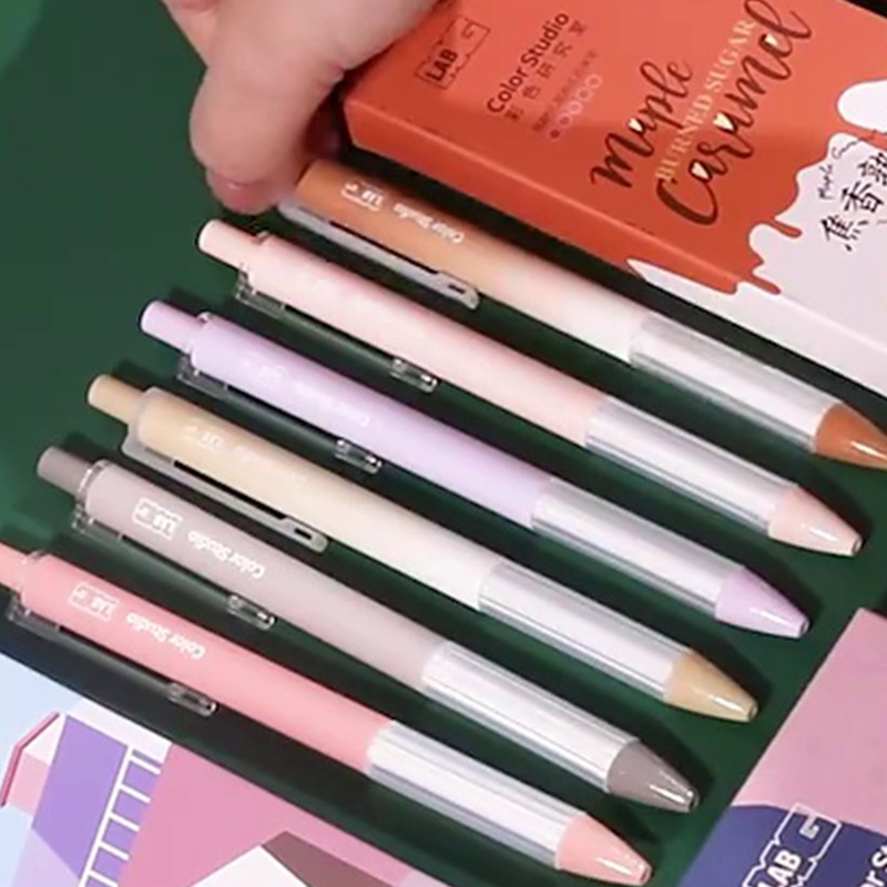 Set 6 Bút Bi Mực Đen Ngòi 0.5mm Có Thể Thu Gọn