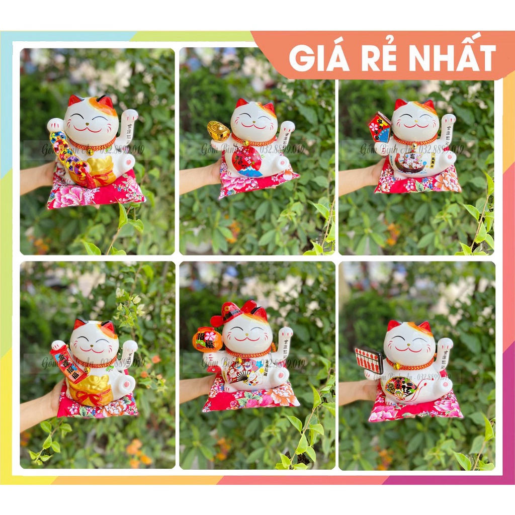 💥SIÊU RẺ💥 Mèo thần tài vẫy tay may mắn chiêu tài rước lộc gốm sứ cao cấp có kèm xạc và đệm