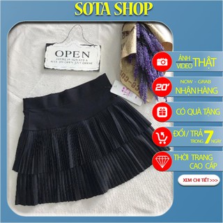 Chân váy 2 tầng dập ly có quần trong - Chân váy ngắn xếp ly QC sang chảnh