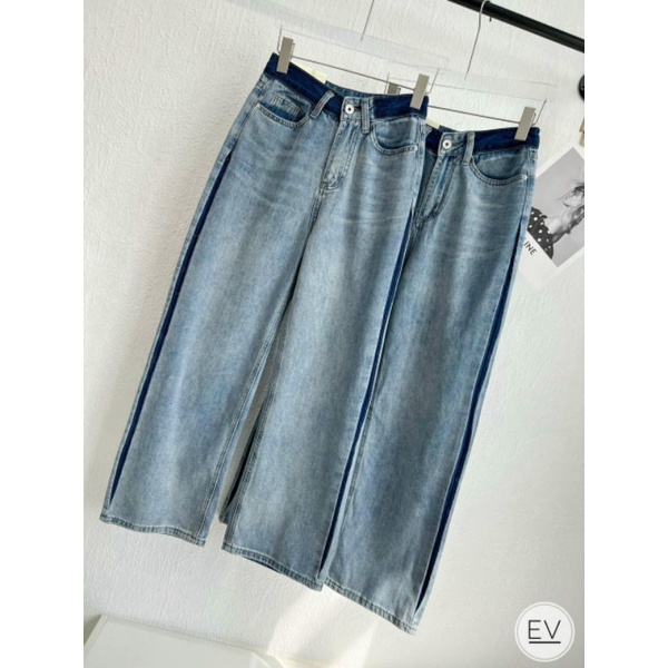 Quần jeans suông cạp đậm màu hàng  QCL1