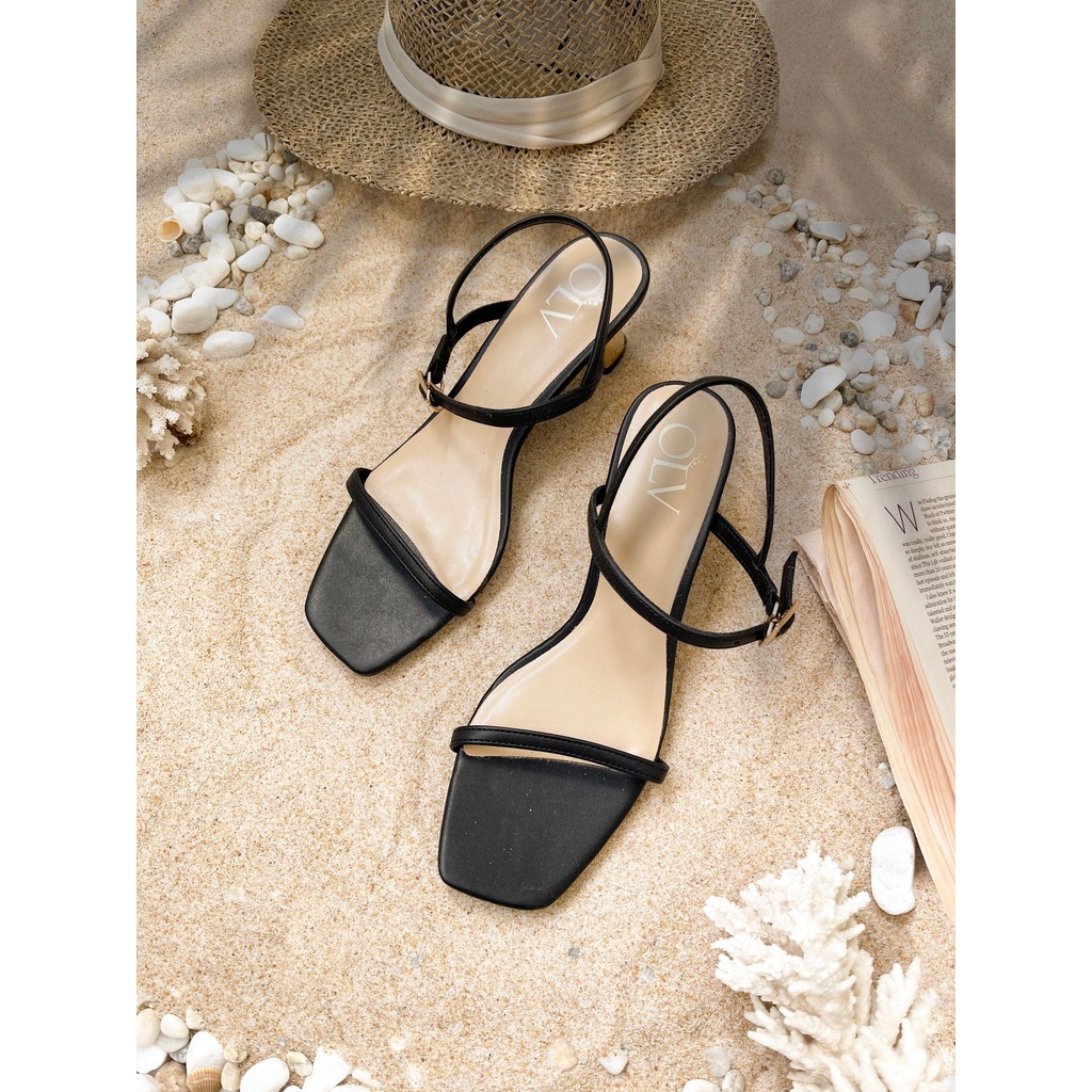 OLV - Giày cao gót đen Thin Straps