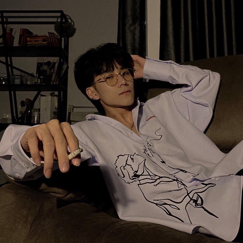 Áo Sơ Mi Hình SADBOZI Nam Nữ Dài Tay Unisex Basic Màu Trắng Sơ Mi Lụa Học Sinh Form Rộng Dáng Suông